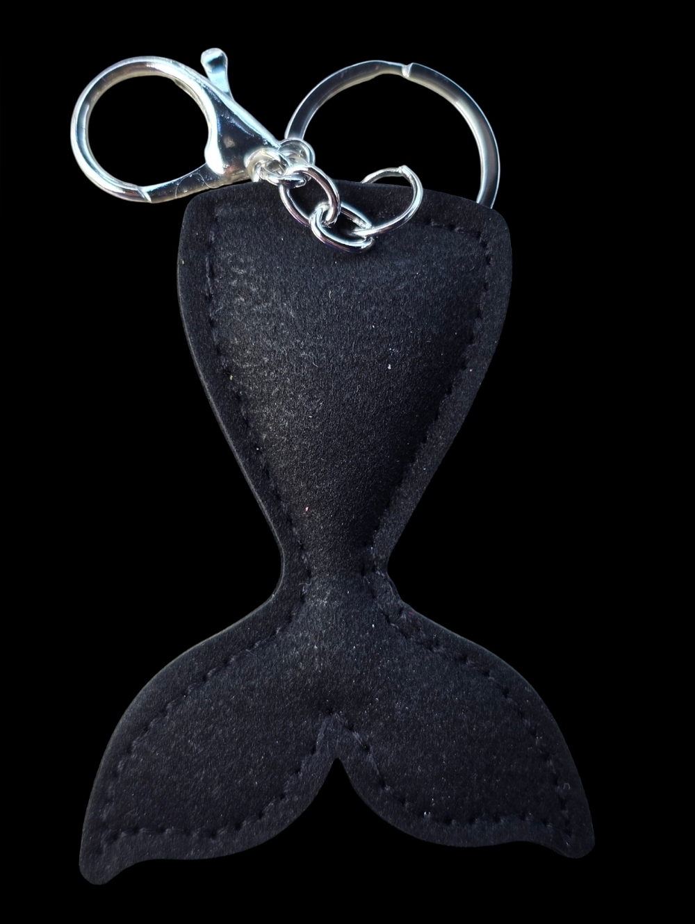 Black And Silver Mermaid Tail Bag Charm Keychain with Gold Accents - Picture 2 of 2